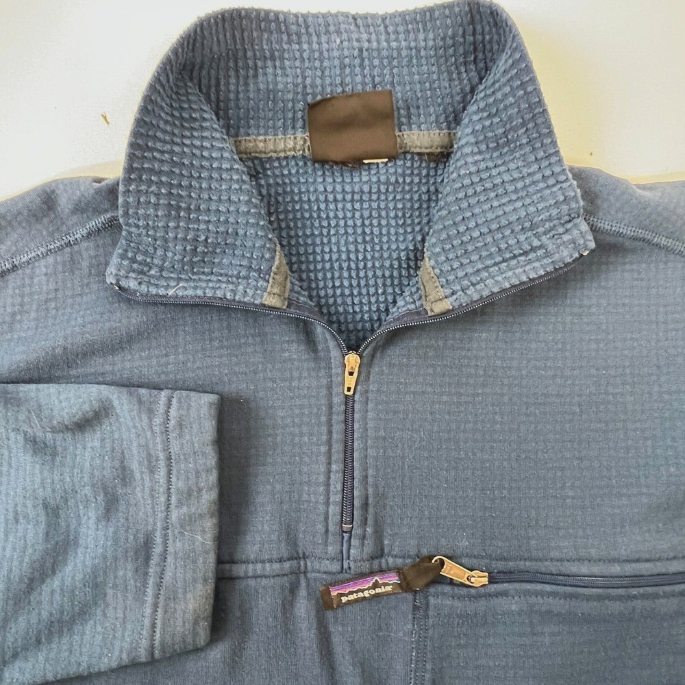 Vtg. Patagonia Jacket Mens Navy Blue Long Sleeve 1/4 Zip Regulator Polortec L - Picture 2 of 15